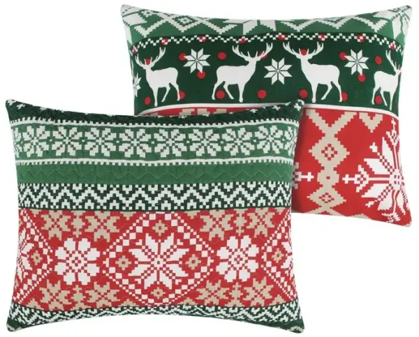 Greenland Home Fashion Fair Isle Ultra Comfortable Pillow Sham Standard Red