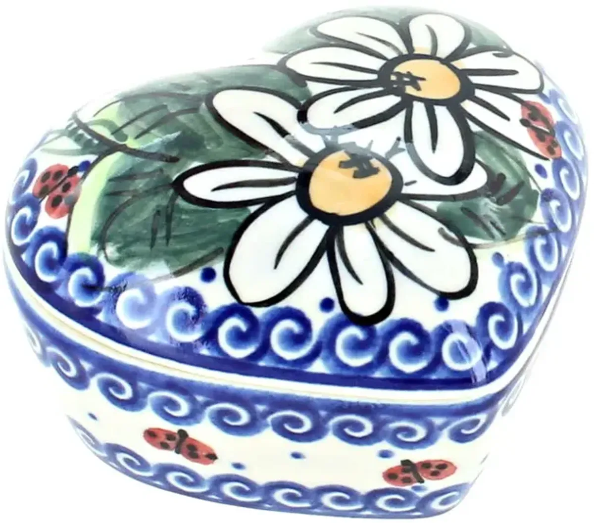 Blue Rose Polish Pottery Savannah Small Heart Box