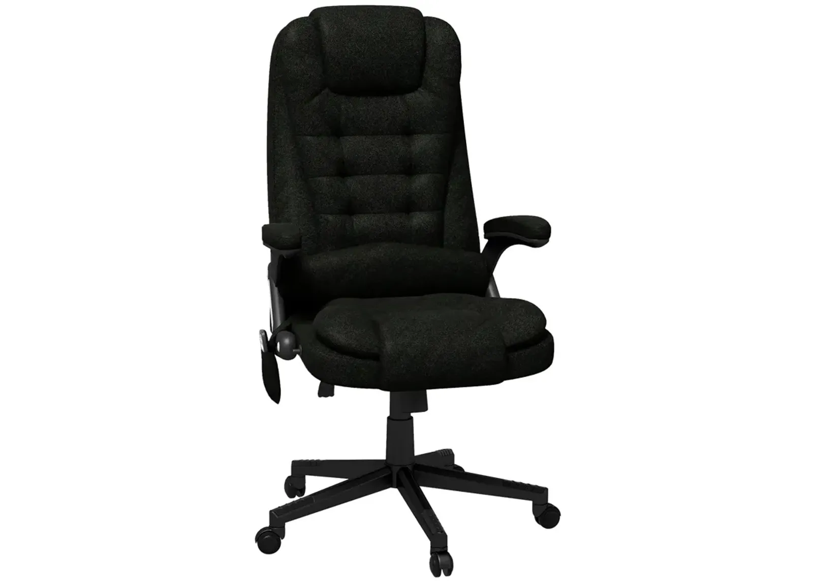 Black Linen Massage Office Chair: Heated, High Back, Remote