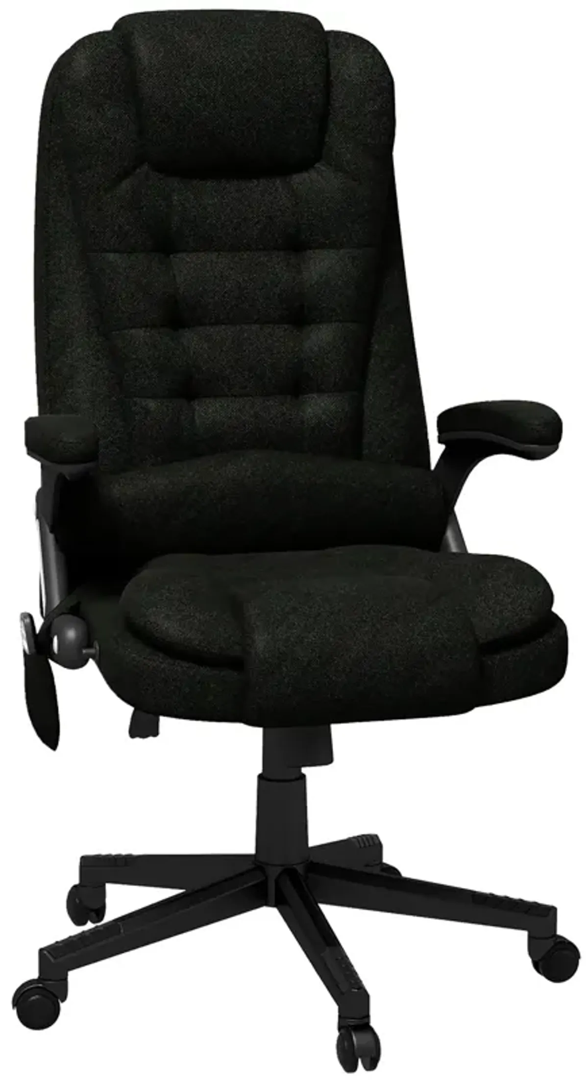 Black Linen Massage Office Chair: Heated, High Back, Remote