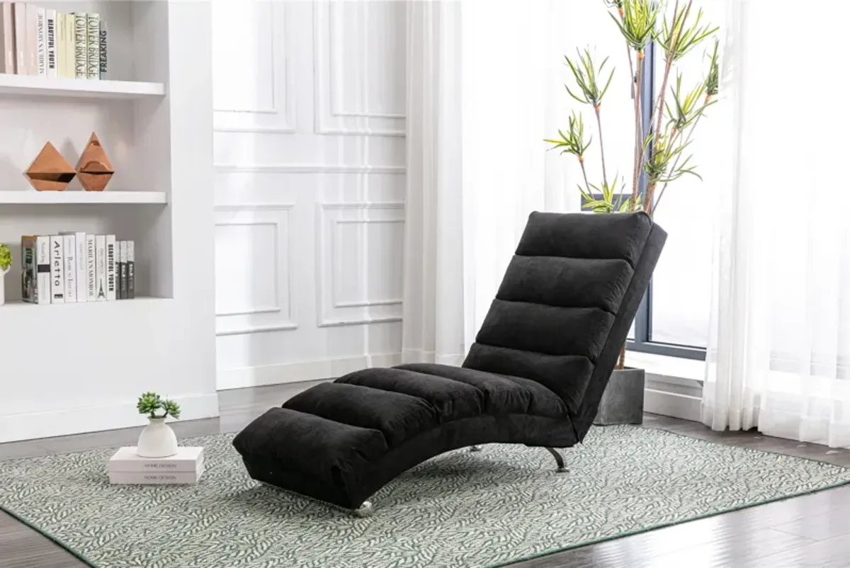 Linen Chaise Lounge Indoor Chair -  Modern Long Lounger for Office or Living Room