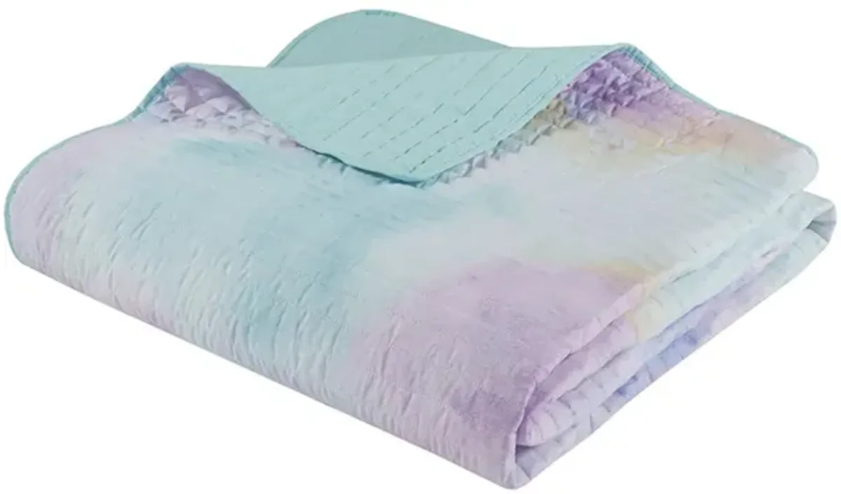 Gracie Mills Orion Dreamscape Watercolor Tie Dye Comforter Set with Cozy Throw Pillow