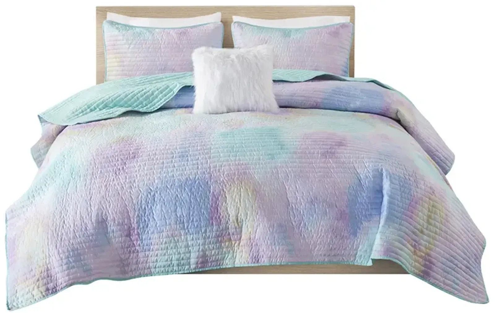 Gracie Mills Orion Dreamscape Watercolor Tie Dye Comforter Set with Cozy Throw Pillow