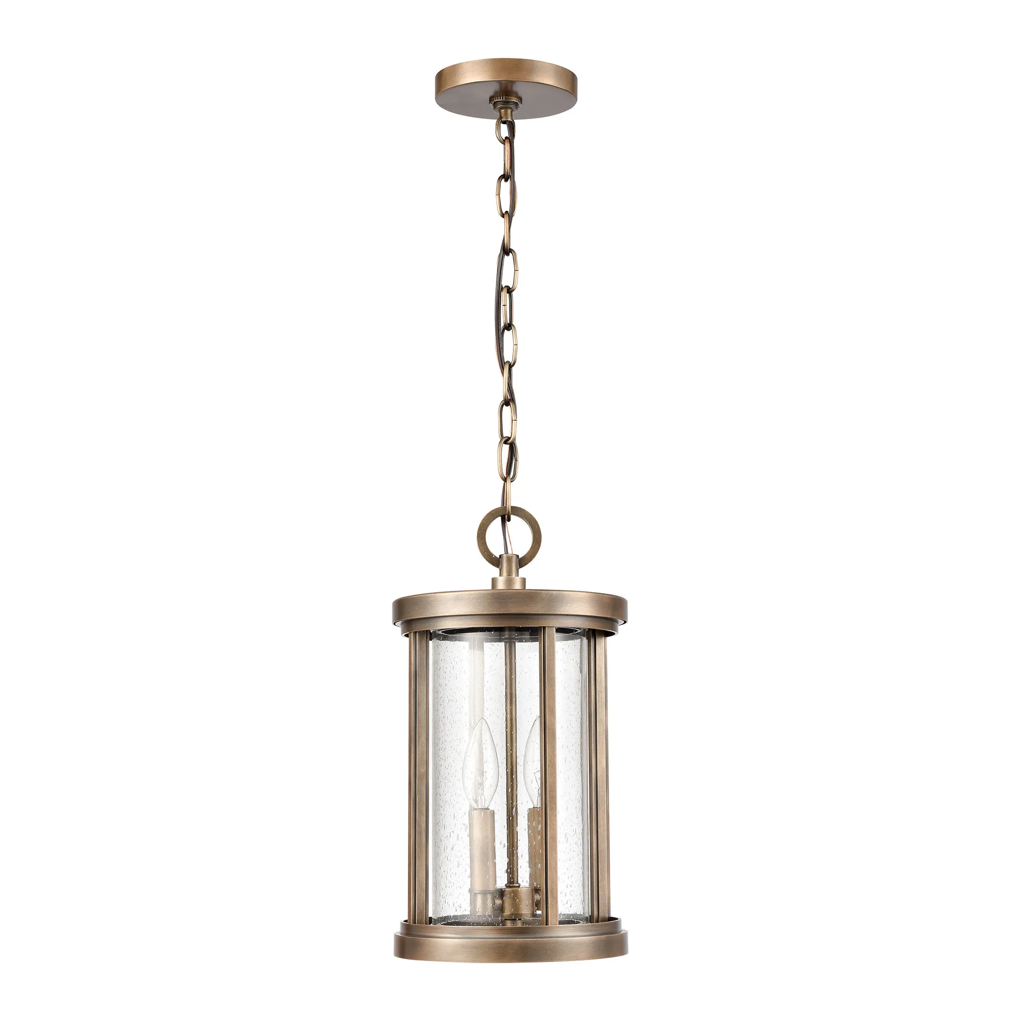 Brison 8'' Wide 2-Light Brass Outdoor Pendant