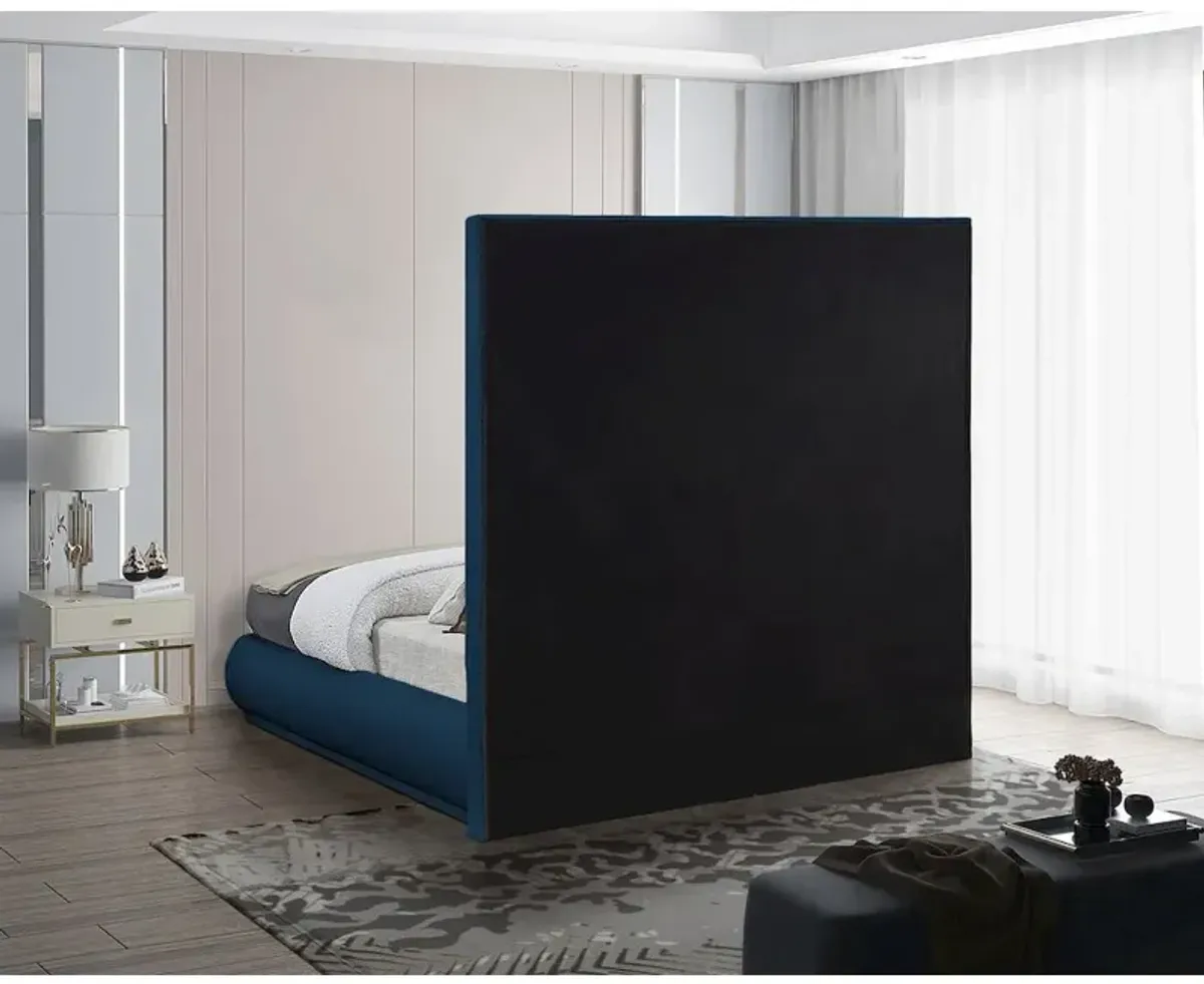 Meridian Furniture Brooke Navy Linen Textured Fabric Queen Bed