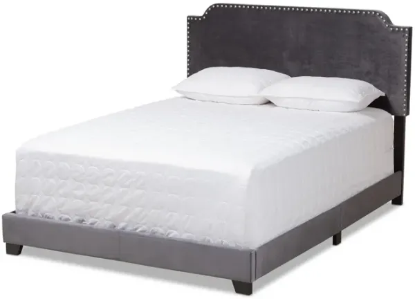 Baxton Studio Darcy Luxe and Glamour Dark Grey Velvet Upholstered Full Size Bed