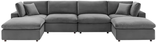 Commix Down Filled Overstuffed Performance Velvet 6-Piece Sectional Sofa