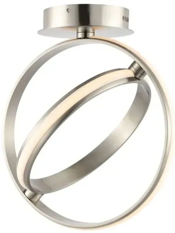 Nicole 2-Light Modern Minimalist Aluminum Ring Integrated LED Semi Flush Mount