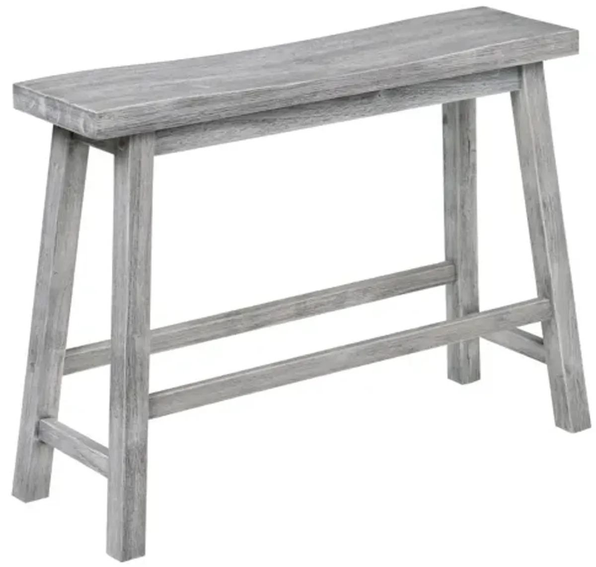 Saddle Design Wooden Bench with Grain Details, Gray-Benzara