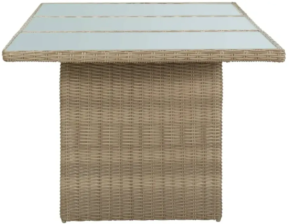 vidaXL Garden Dining Table Brown 78.7"x39.4"x29.1" Glass and Poly Rattan