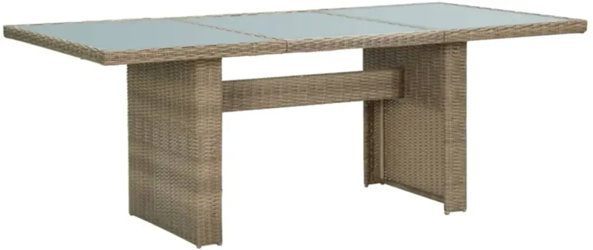 vidaXL Garden Dining Table Brown 78.7"x39.4"x29.1" Glass and Poly Rattan