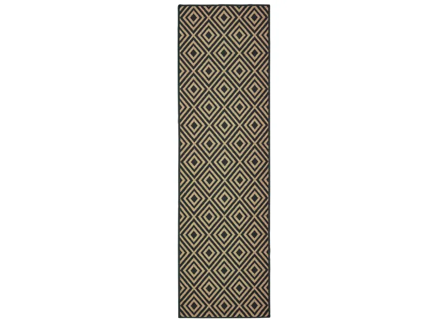 Marina 2'3" x 7'6" Black Rug