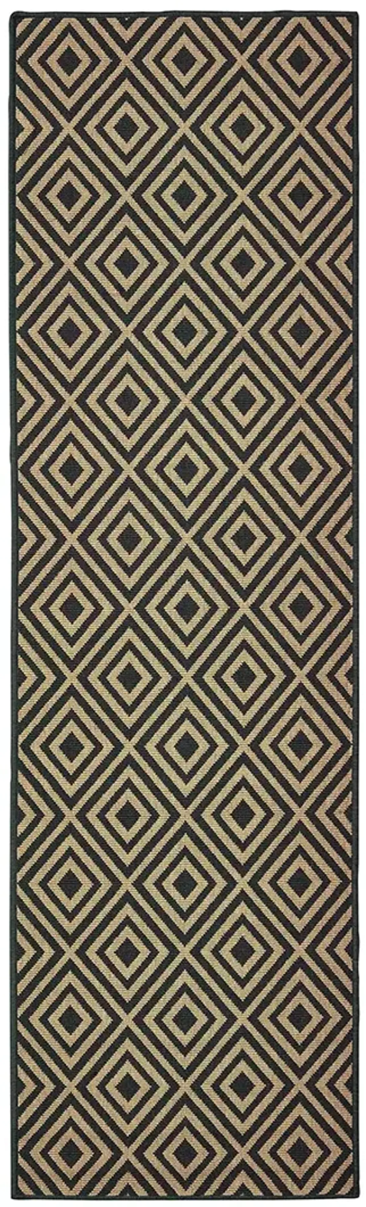 Marina 2'3" x 7'6" Black Rug