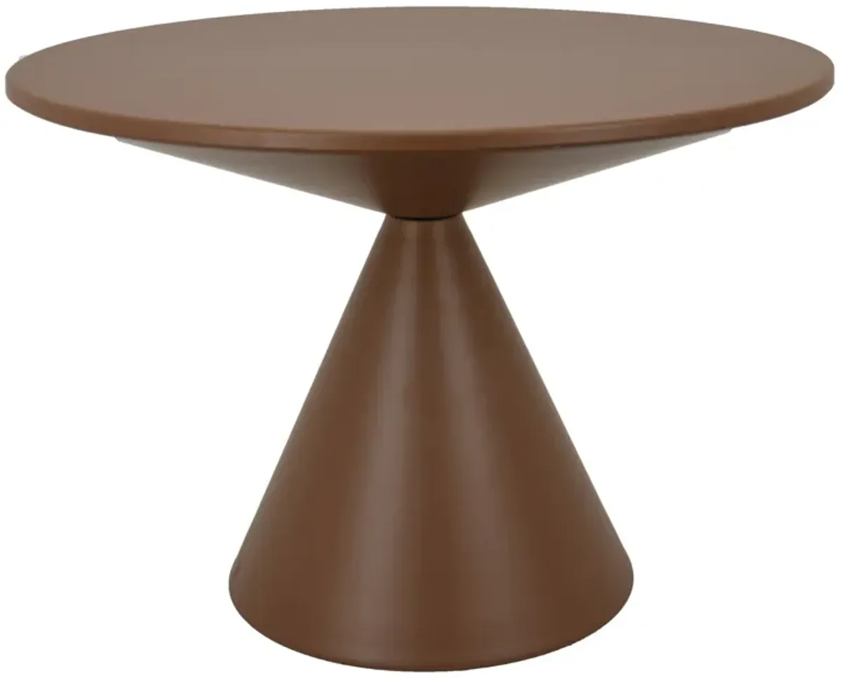 Jammy Plant Stand Table, Round 24 Inch Top, Brown Metal Cone Base - Benzara