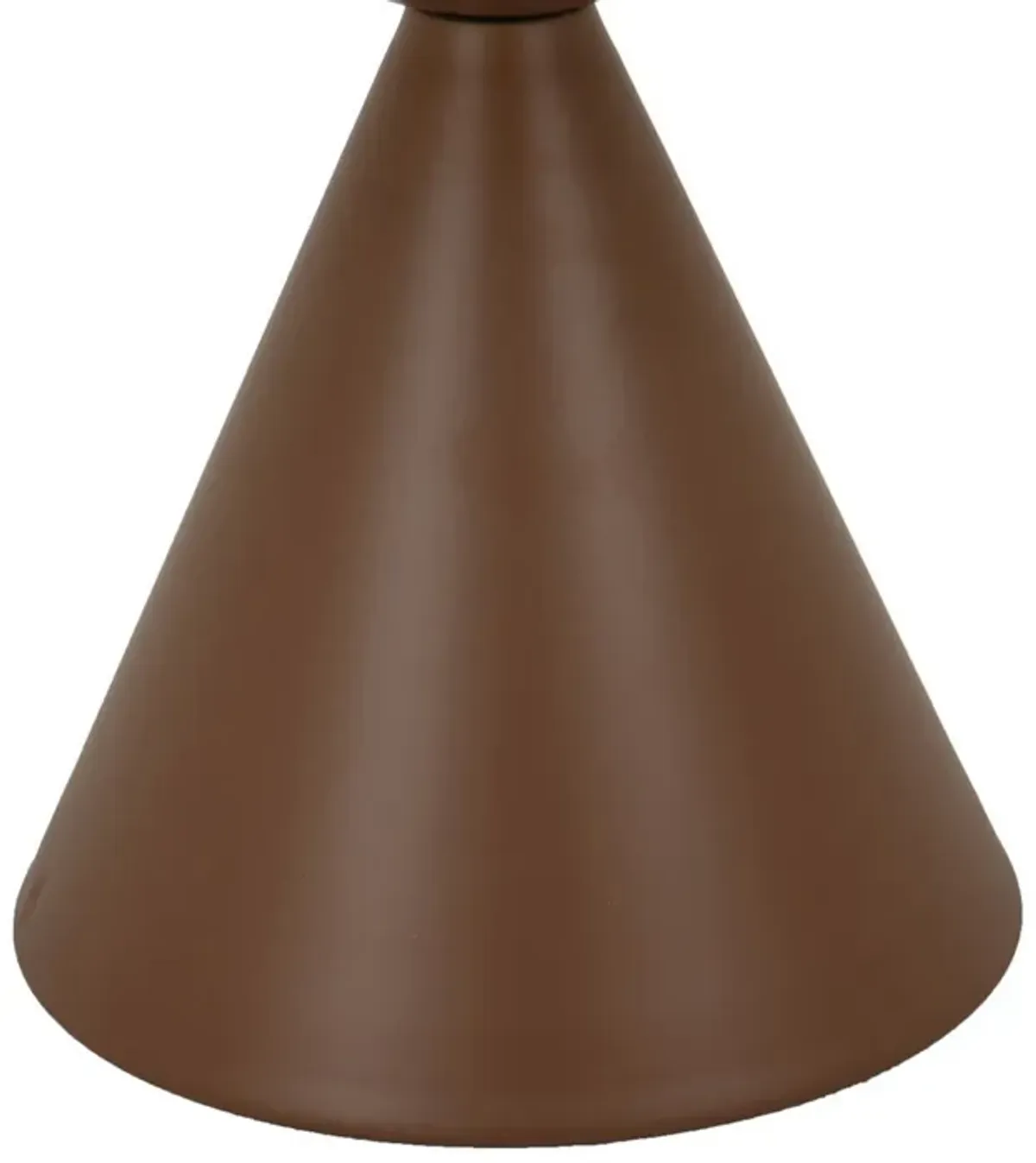 Jammy Plant Stand Table, Round 24 Inch Top, Brown Metal Cone Base - Benzara