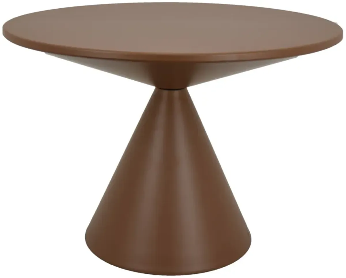 Jammy Plant Stand Table, Round 24 Inch Top, Brown Metal Cone Base - Benzara