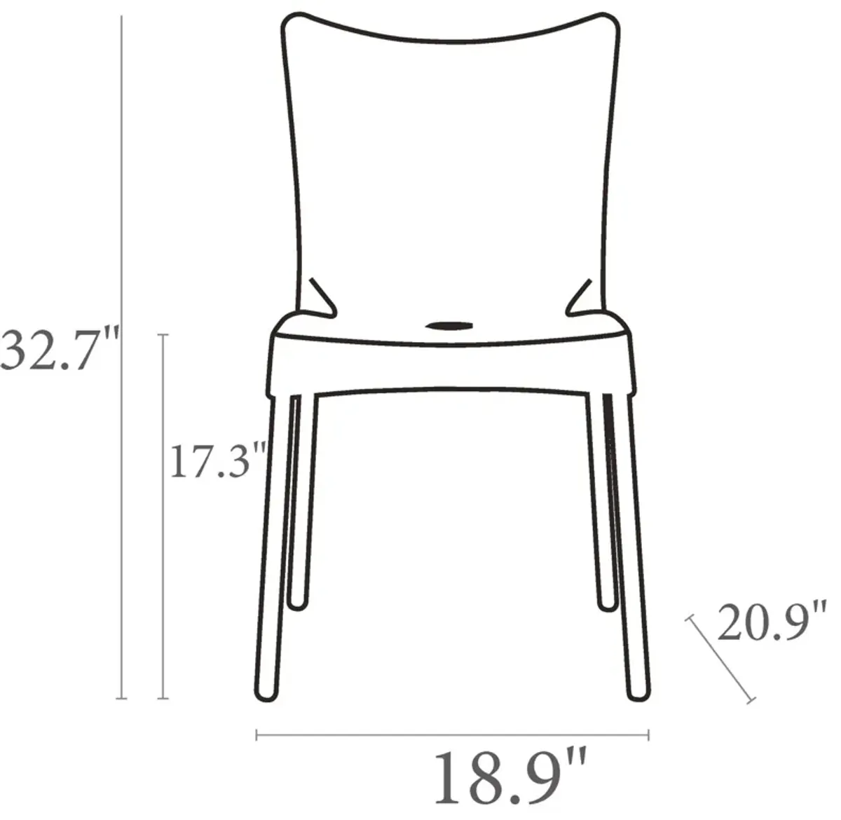 33.25" White Stackable Outdoor Patio Dining Chair