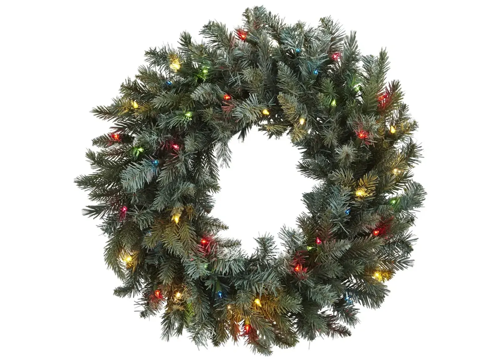 Hivvago 30" Pine Wreath w/Colored Lights