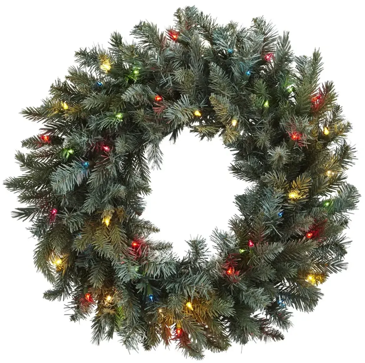 Hivvago 30" Pine Wreath w/Colored Lights