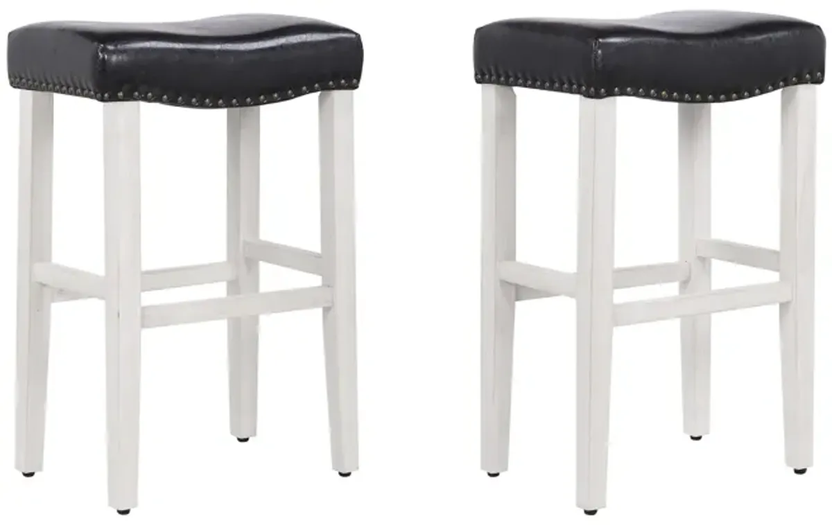 WestinTrends 29" Upholstered Saddle Seat Bar Stool (Set of 2)