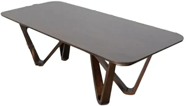 Niva Dining Table, 95 Inch Rectangular, Walnut Brown Solid Rubberwood - Benzara