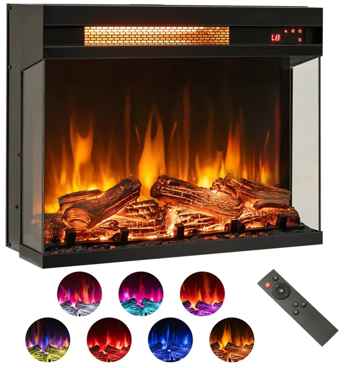 23-Inch 3-Sided Electric Fireplace Insert, 1500W Recessed Design for Modern Interiors