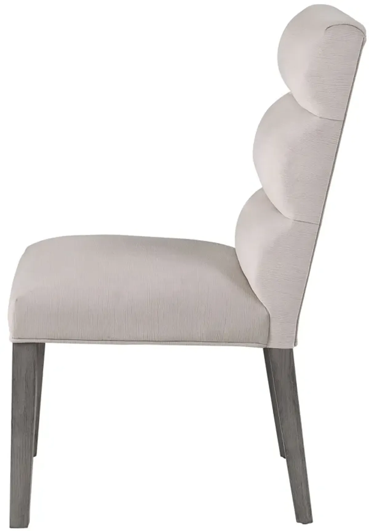 Cary Dining Chair Set of 2, Stone Gray Fabric, Tufted Foam Filled Cushion - Benzara