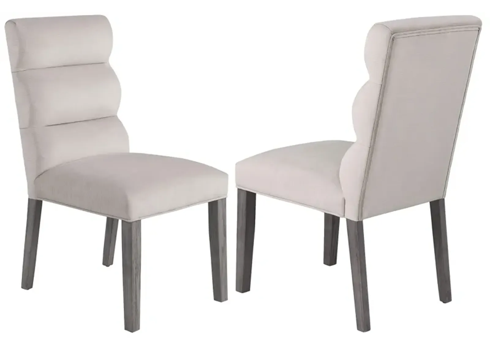 Cary Dining Chair Set of 2, Stone Gray Fabric, Tufted Foam Filled Cushion - Benzara