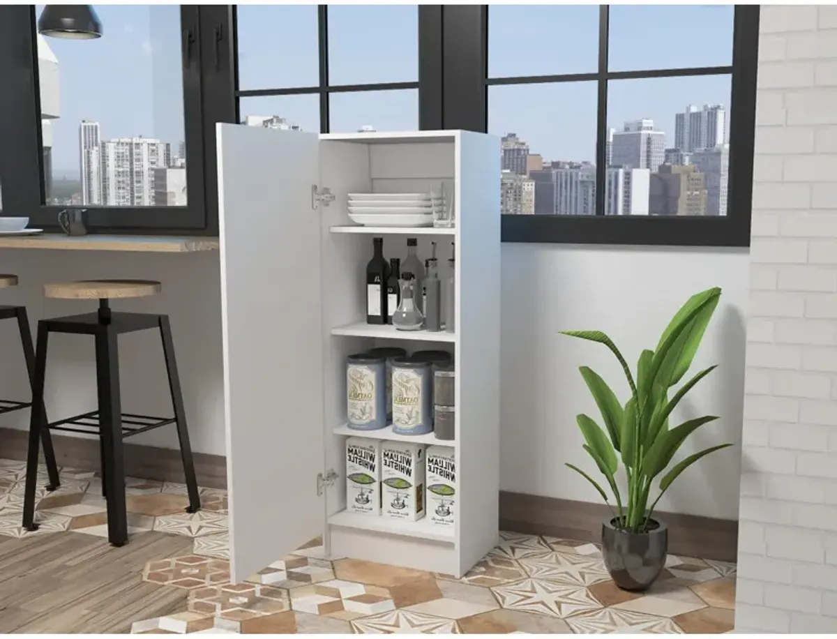 Belleria Single Door Pantry With Four Interior Shelves - White