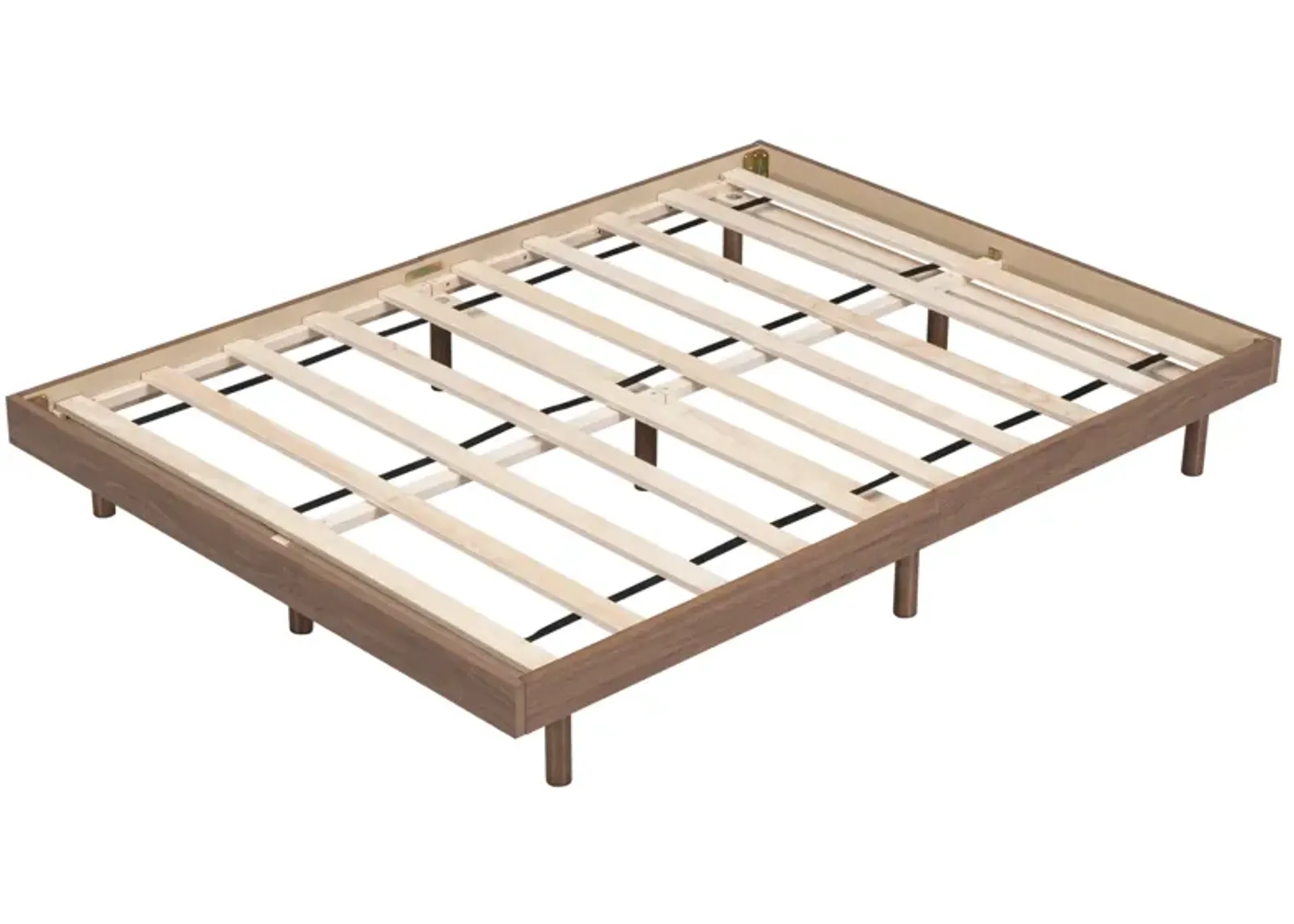 Modern Design Full Floating Platform Bed Frame For Walnut Color