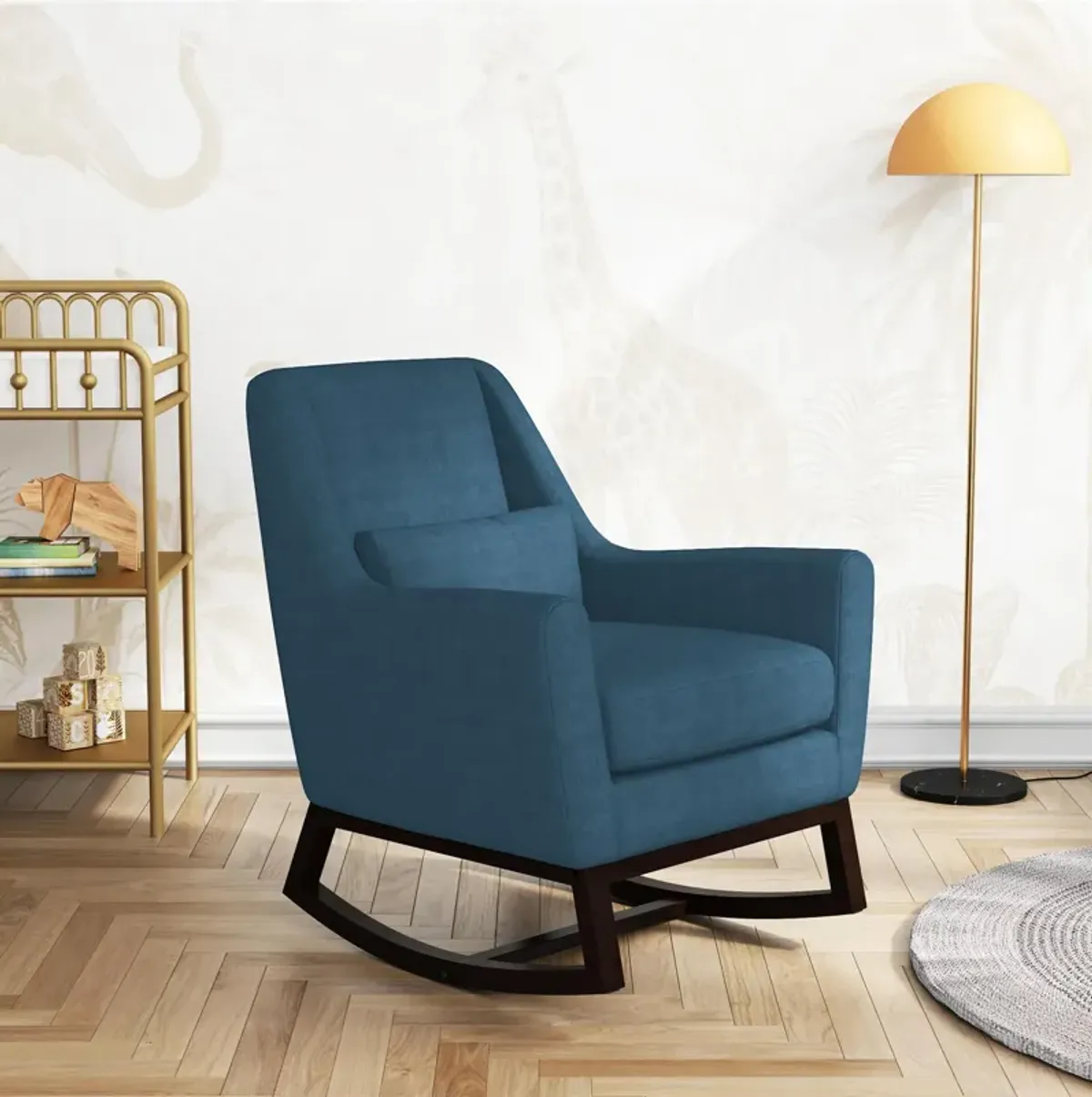 Sophie Mid-Century Rocker with Lumbar Pillow