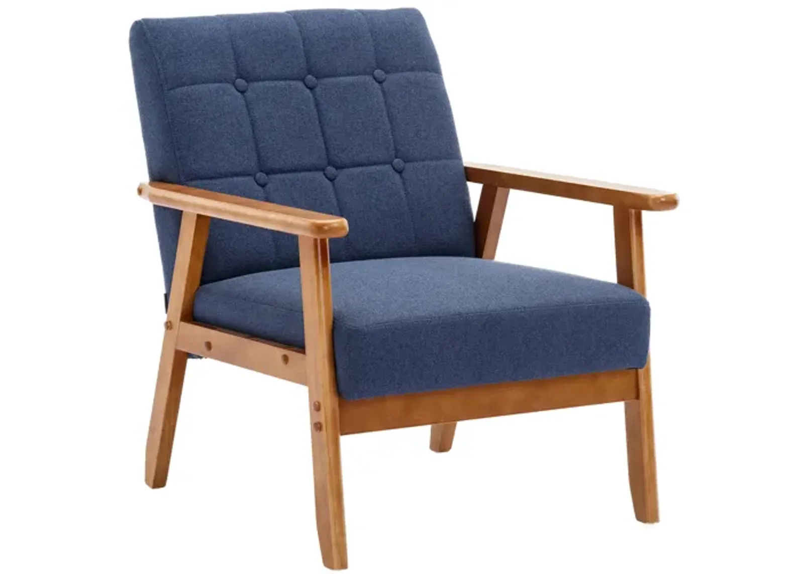 Leisure Chair With Solid Wood Armrest And Feet, Mid-Century Modern Accent Chair