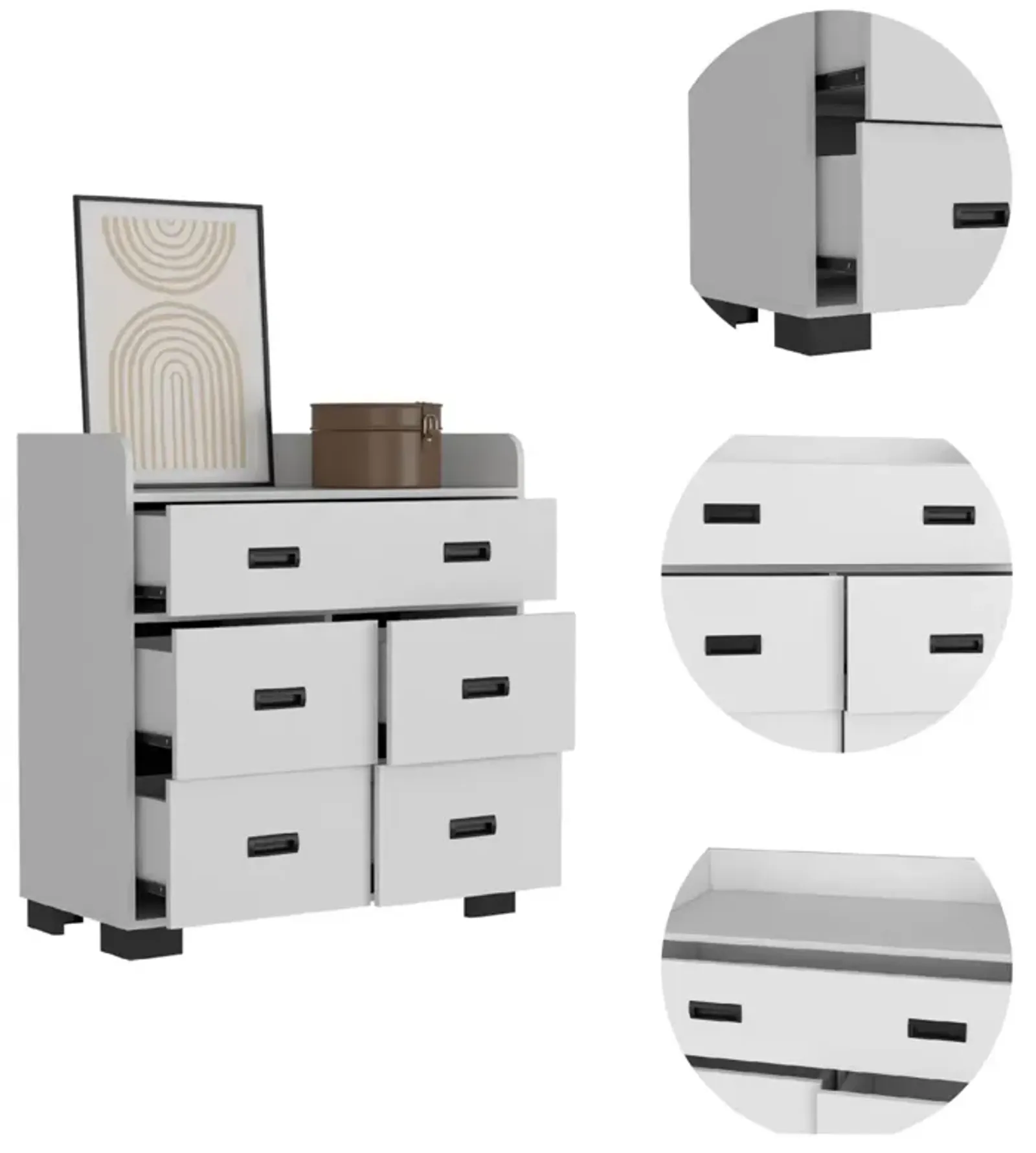 Edgemont 5-Drawer Dresser White