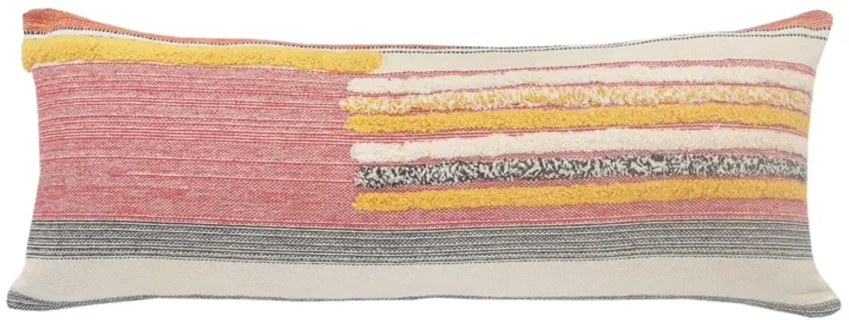 36" Red and Yellow Striped Lumbar Throw Pillow