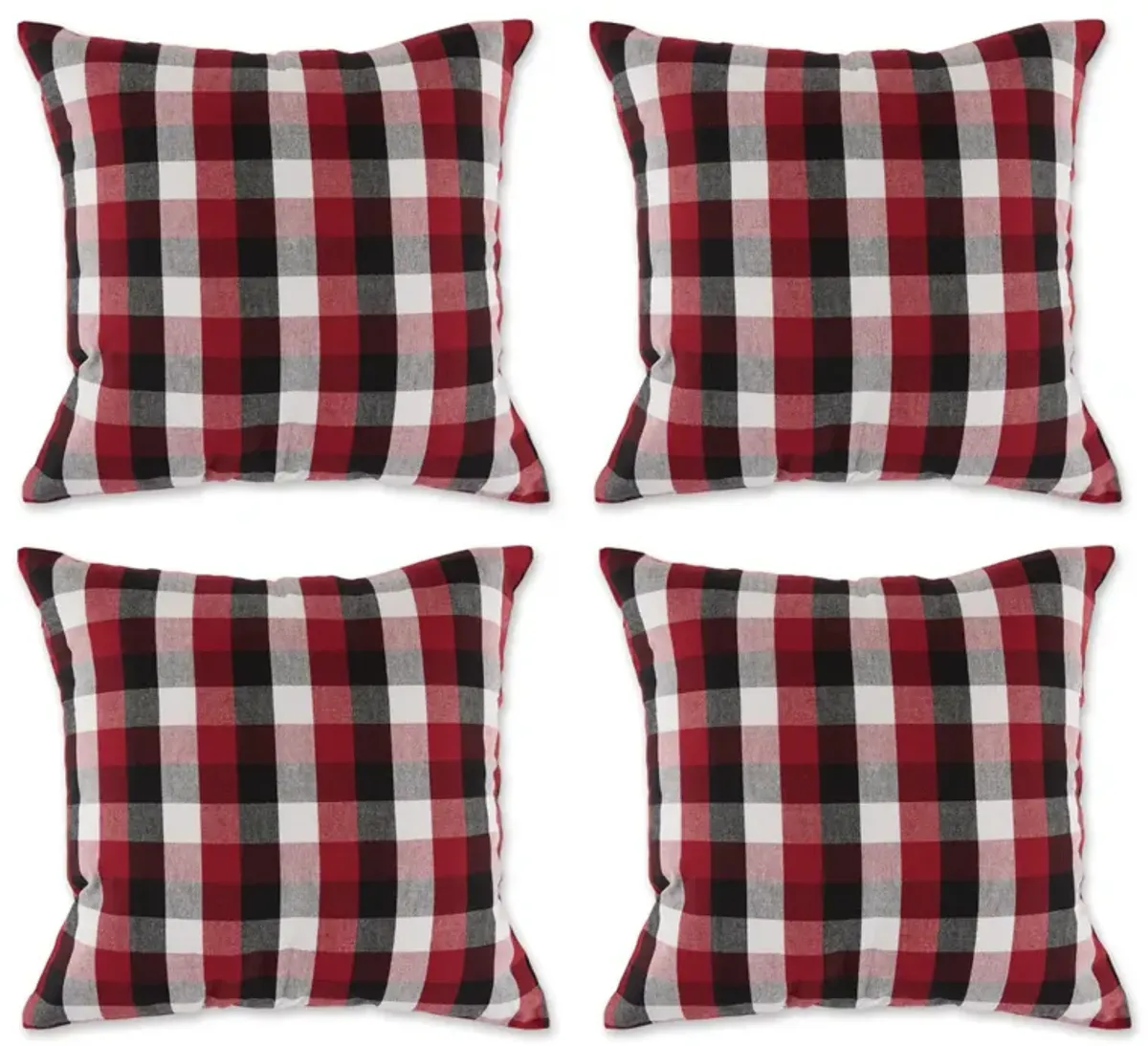 Set of 4 Cardinal Red and White Checkered Throw Pillow Covers 18"