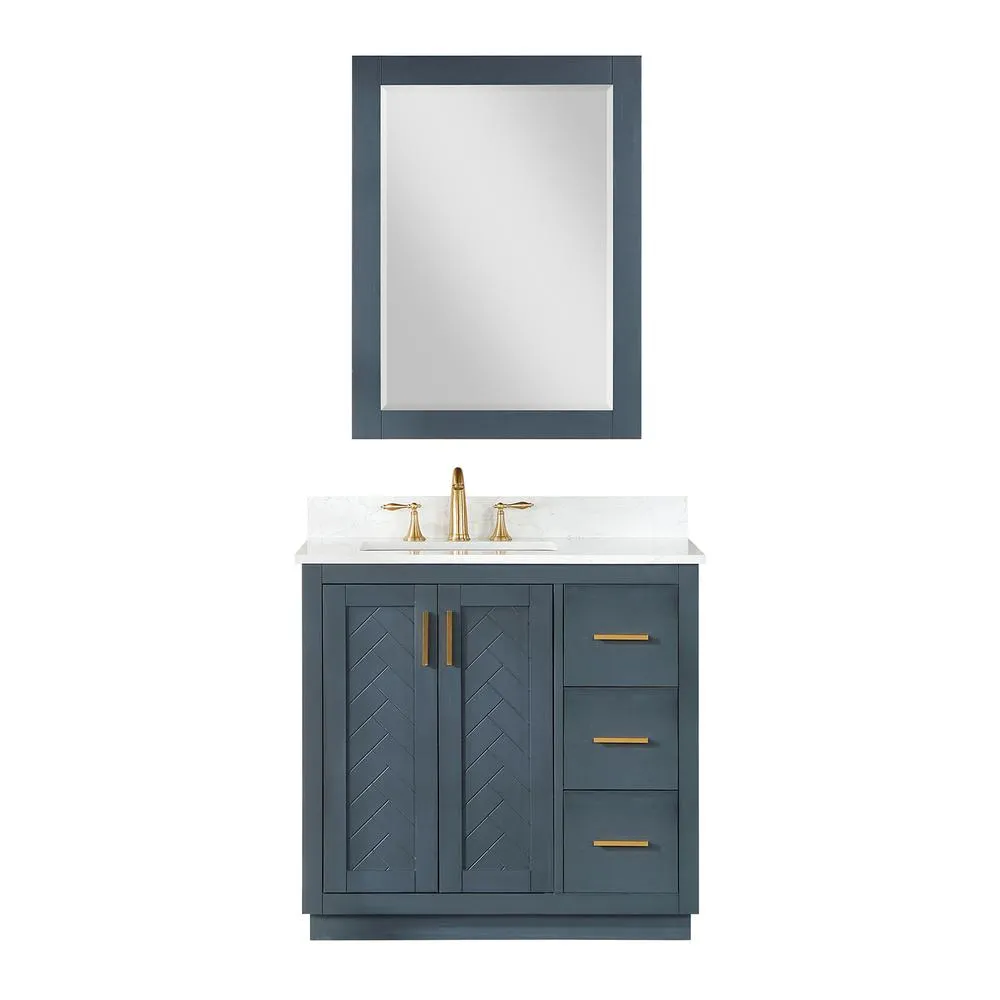 Altair 36 Single Bathroom Vanity Set in Classic Blue with Mirror