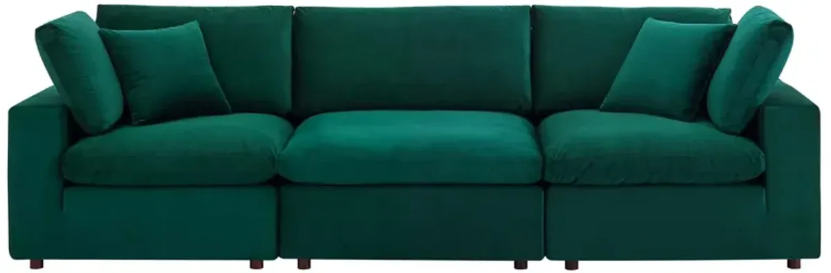 Commix Down Filled Overstuffed Performance Velvet 3-Seater Sofa