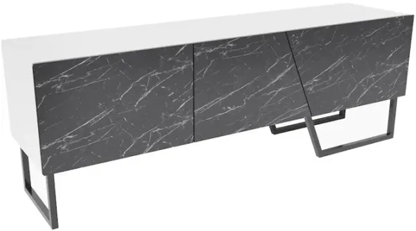 Decorotika Parla Tv Stand White Bendire Marble Black