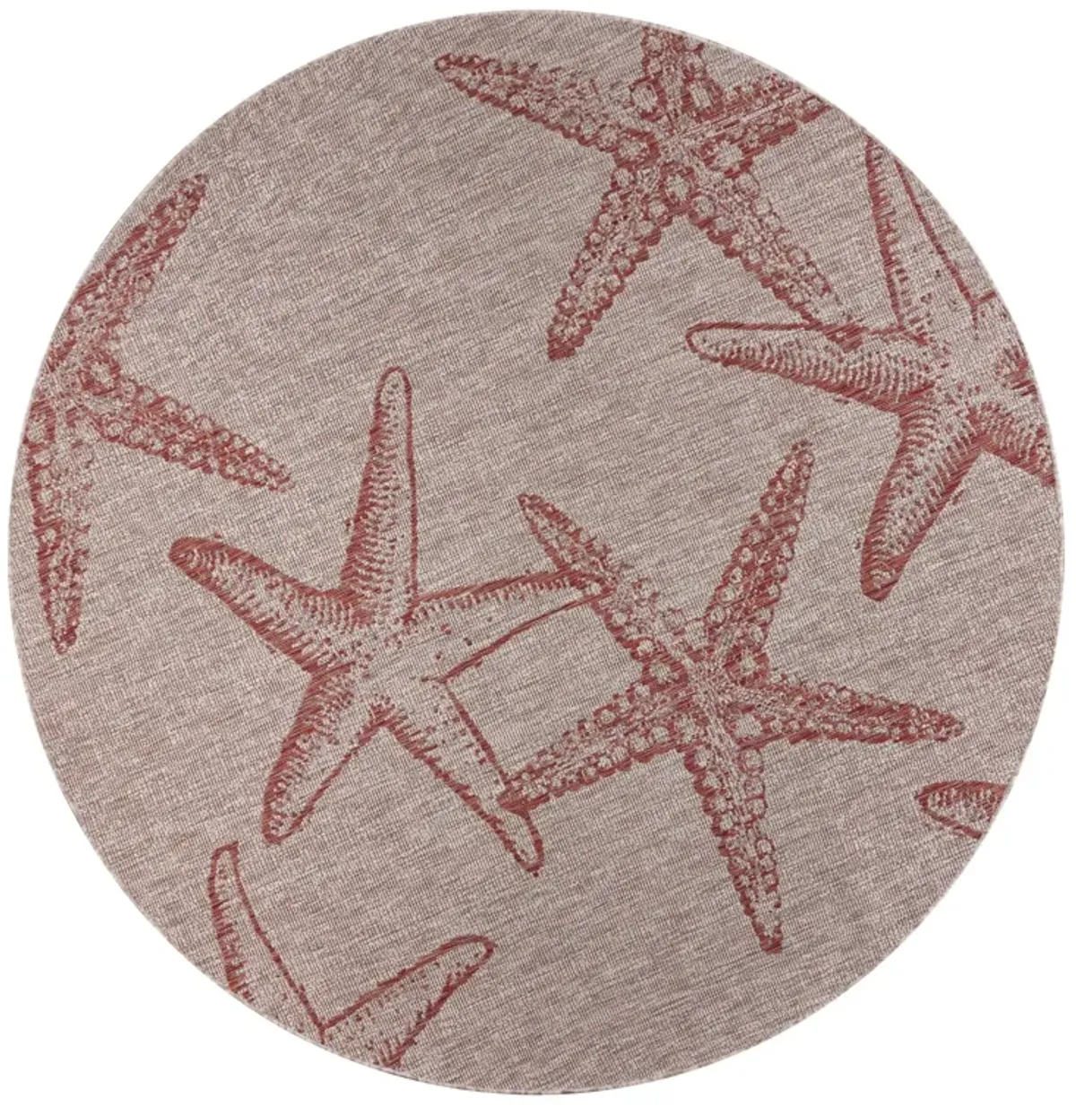 Red Starfish Round Outdoor Area Throw Rug