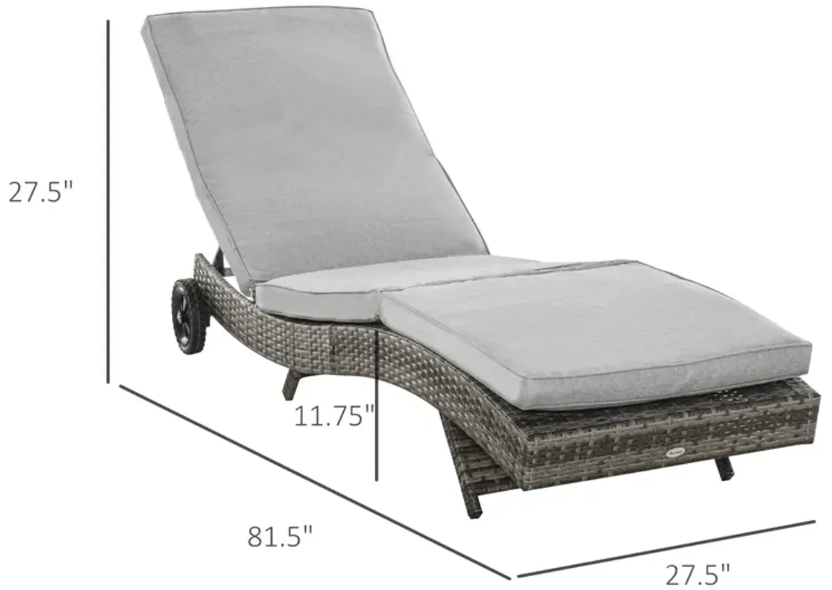 Grey Outdoor Lounger: Wicker Chaise with Adjustable Backrest