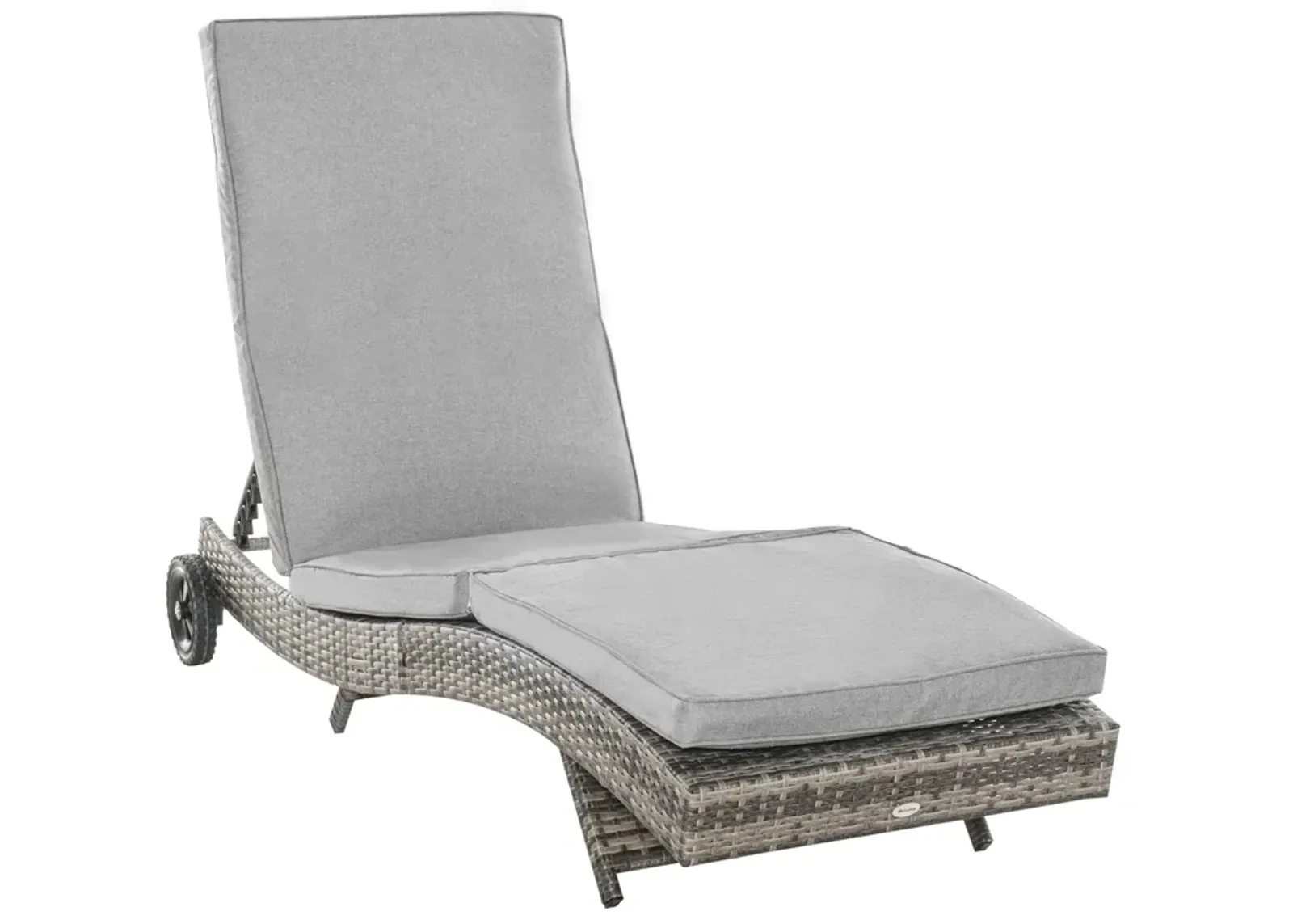 Grey Outdoor Lounger: Wicker Chaise with Adjustable Backrest