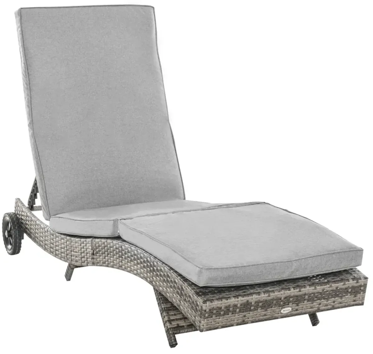 Grey Outdoor Lounger: Wicker Chaise with Adjustable Backrest