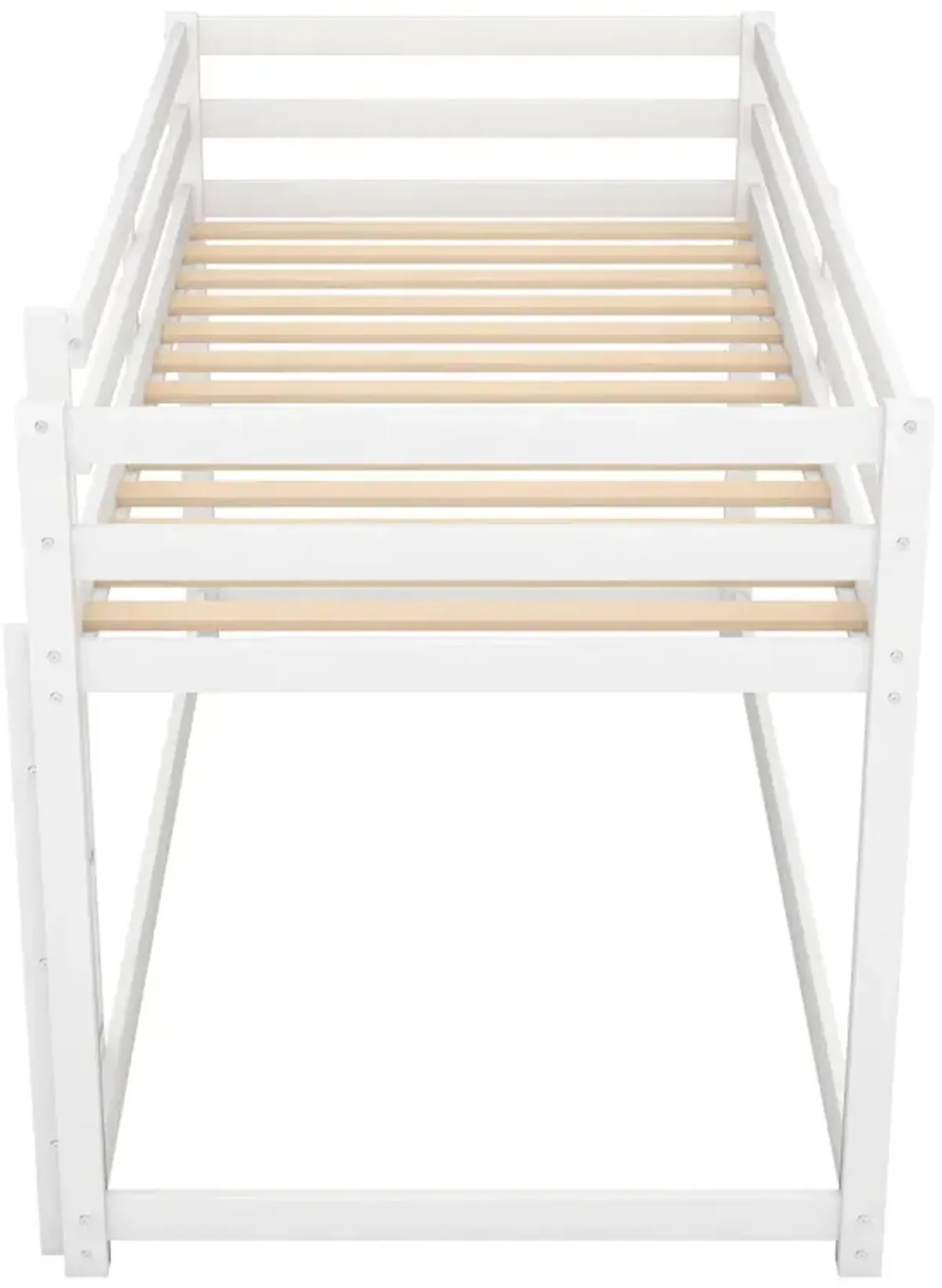 Twin over Twin Floor Bunk Bed with Ladder