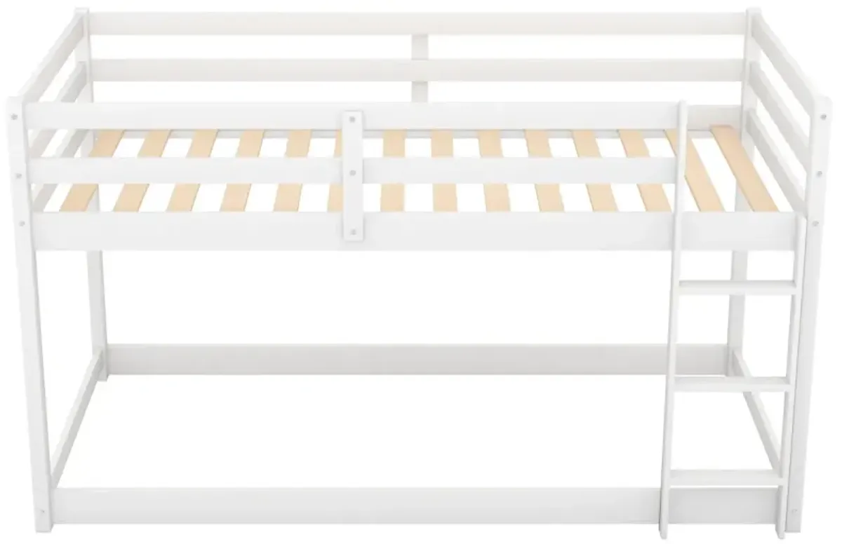 Twin over Twin Floor Bunk Bed with Ladder