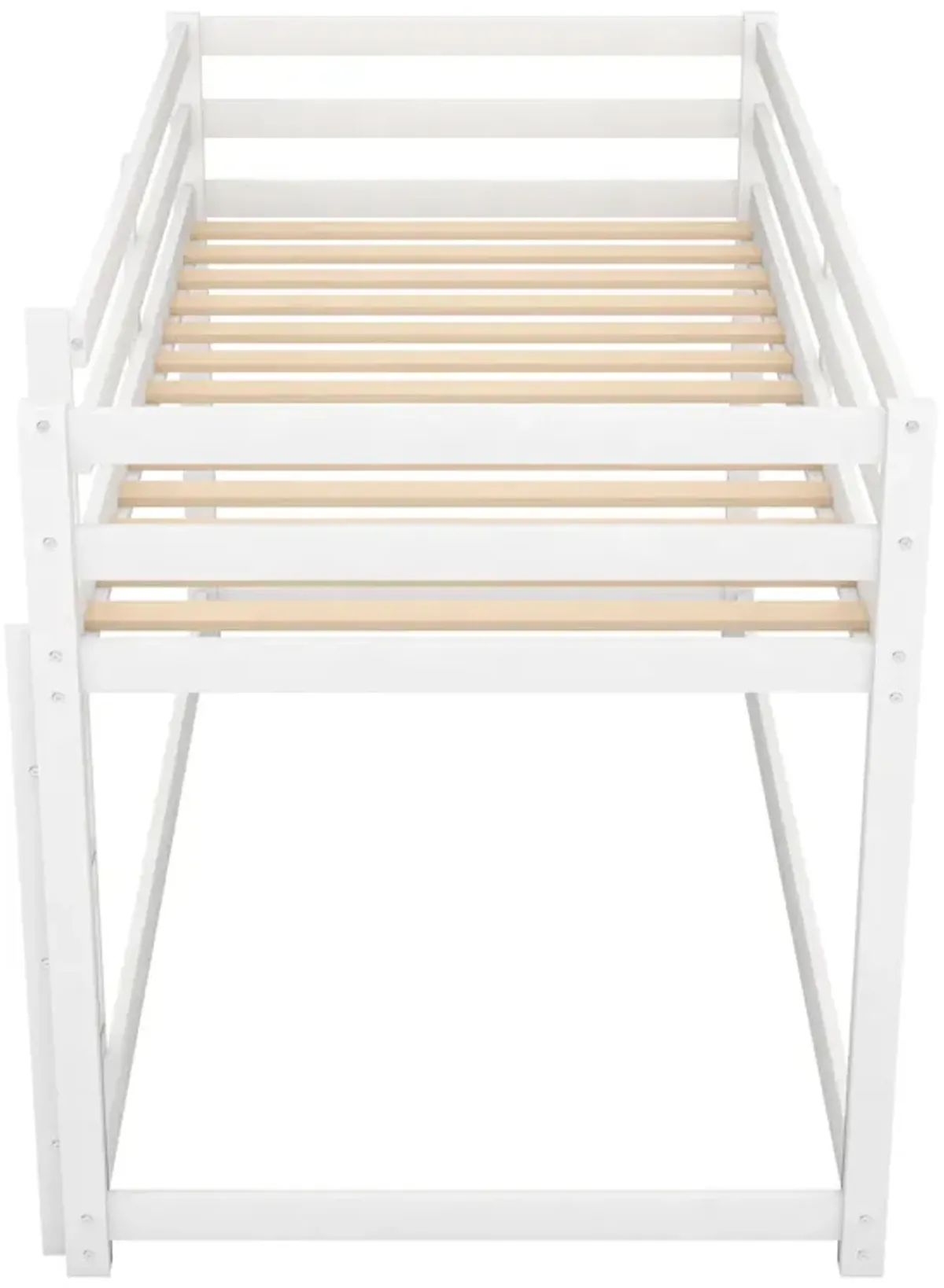 Twin over Twin Floor Bunk Bed with Ladder