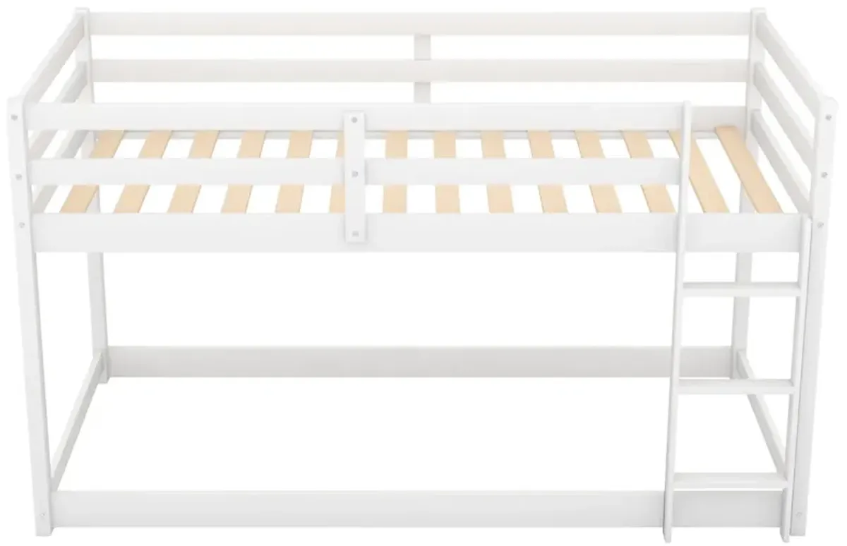 Twin over Twin Floor Bunk Bed with Ladder