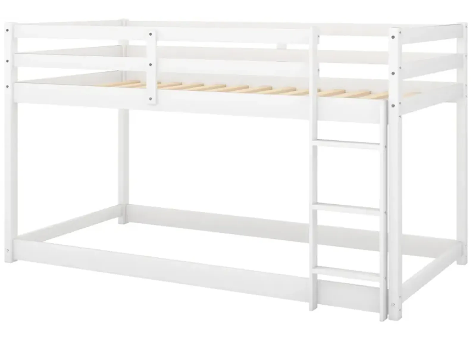 Twin over Twin Floor Bunk Bed with Ladder