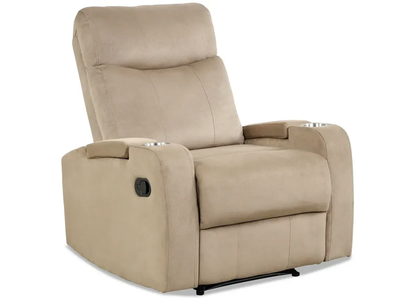 Recliner Chair Single Sofa Lounger with Arm Storage and Cup Holder for Living Room-Brown