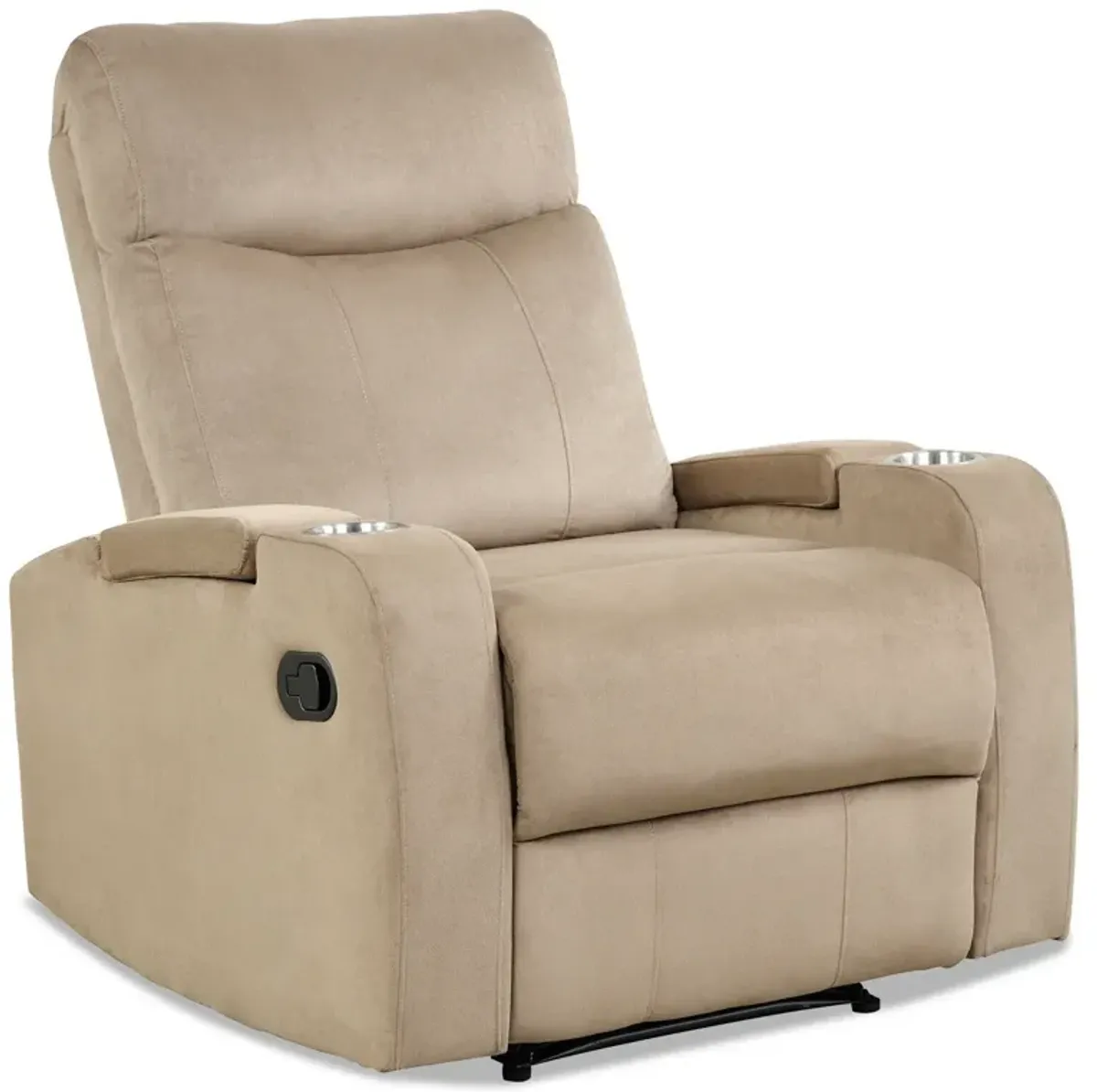 Recliner Chair Single Sofa Lounger with Arm Storage and Cup Holder for Living Room-Brown