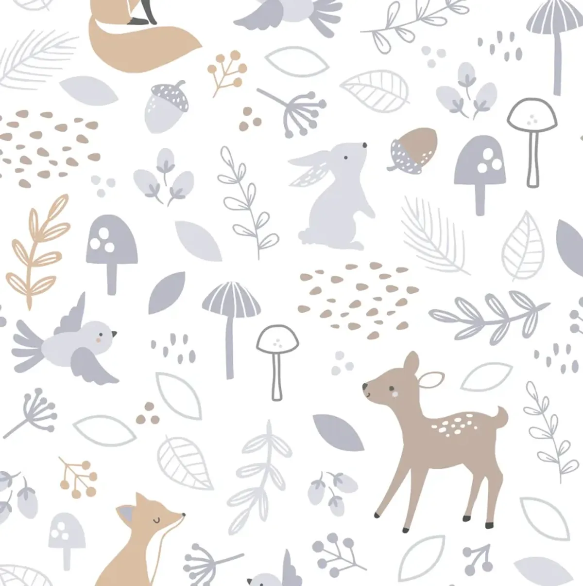 Bedtime Originals Deer Park White/Gray Woodland Animals Baby Fitted Crib Sheet